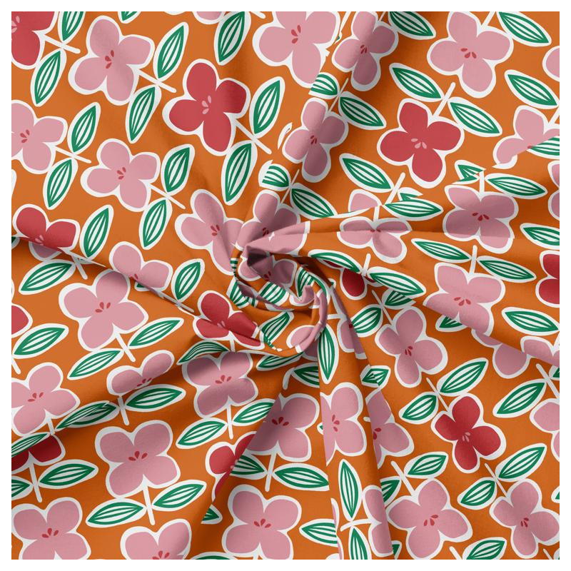 Bedruckte Popeline NINA Rot / Rosa